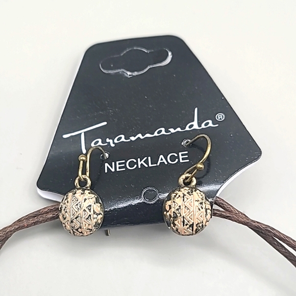 Taramanda Necklace & Earring Set, Brown Rope with a Decorative Ball, Boho, NWOT - Picture 4 of 6